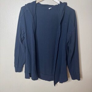 Daily Practice Anthropologie Sweater Women's Small Black Hooded Cardigan